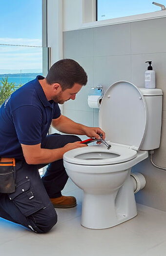 Plumber Fixing Toilet Bolt